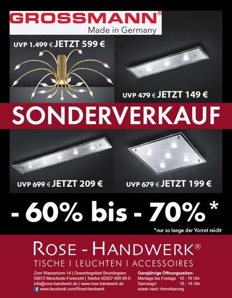 Grossmann Sonderverkauf bei ROSE-HANDWERK